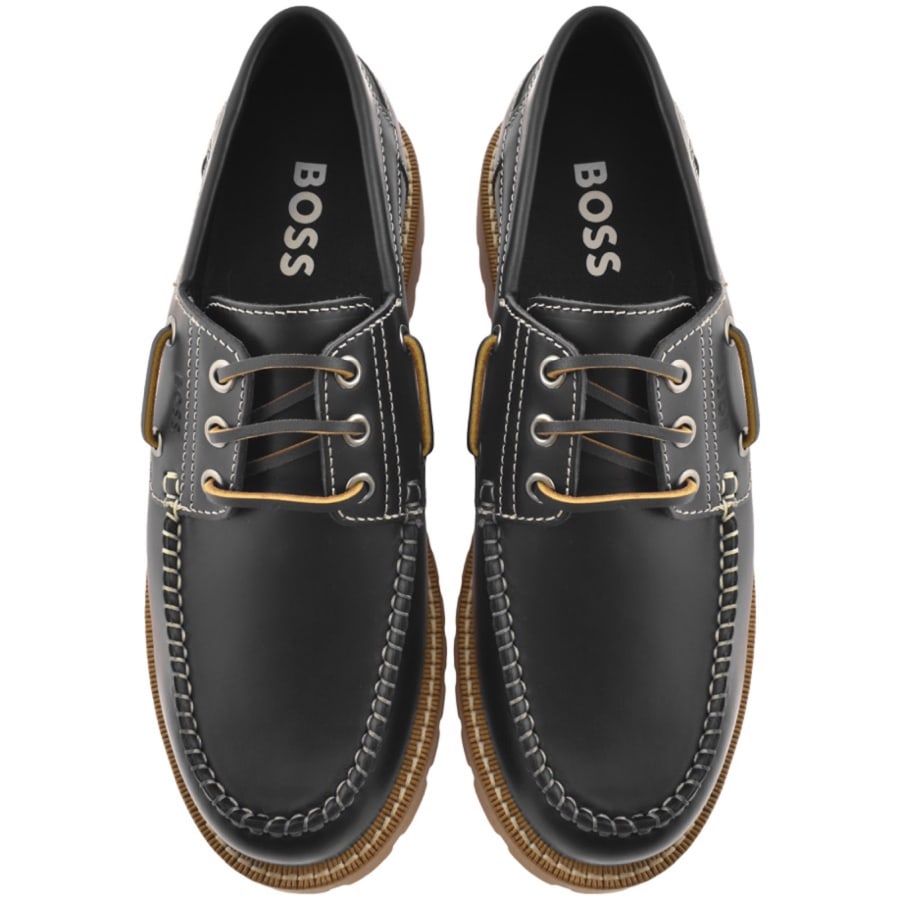 BOSS Tirian Boat Shoe Black Mainline Menswear